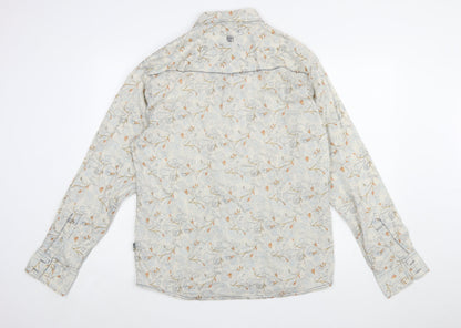 Fat Face Men's Beige Floral Button-Up Shirt - Size L Regular Fit