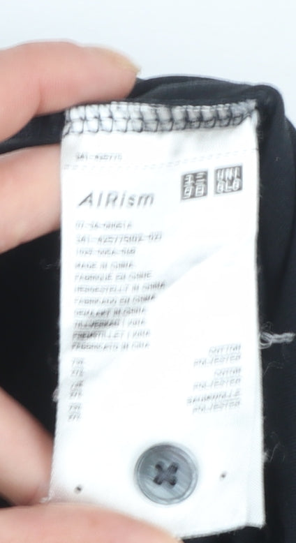 Uniqlo Men Black M AIRism Short Sleeve Polo Shirt