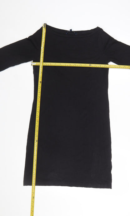 French Connection Women's Black Cotton Shift Dress Size 8