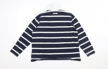 Marks and Spencer Women’s Blue Striped Cotton Long Sleeve Rugby Shirt Size 18