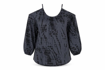 Yoins Women's Grey Cold Shoulder Long Sleeve Blouse Size L