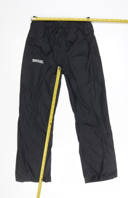 Regatta Boys Black Waterproof Rain Trousers 9-10 Years Polyamide Outdoor Wear