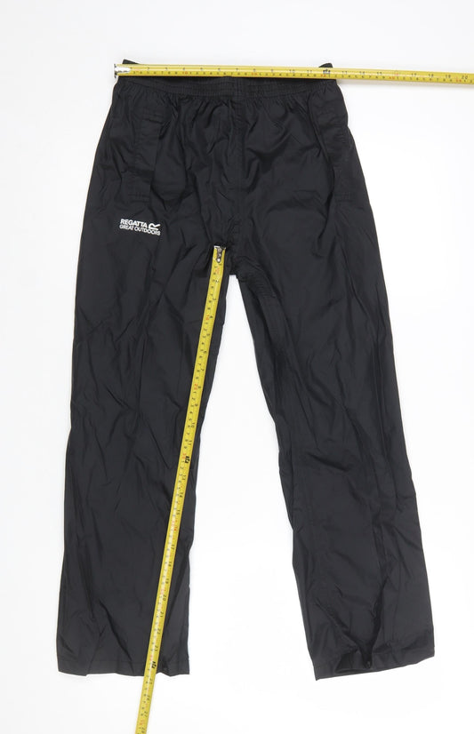 Regatta Boys Black Waterproof Rain Trousers 9-10 Years Polyamide Outdoor Wear