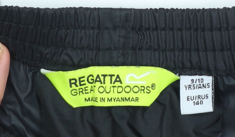 Regatta Boys Black Waterproof Rain Trousers 9-10 Years Polyamide Outdoor Wear