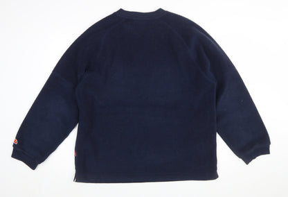Ellesse Men's Blue Fleece Pullover Sweatshirt L Retro Sportswear