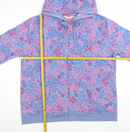 Country Rose Women's Blue Pink Floral Full Zip Hoodie XL