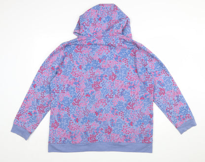 Country Rose Women's Blue Pink Floral Full Zip Hoodie XL
