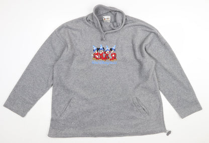 Walt Disney World Grey Fleece Pullover Sweatshirt Women XL Mickey Design