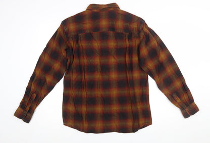 Uniqlo Men's Brown Check Flannel Button-Up Shirt Size S