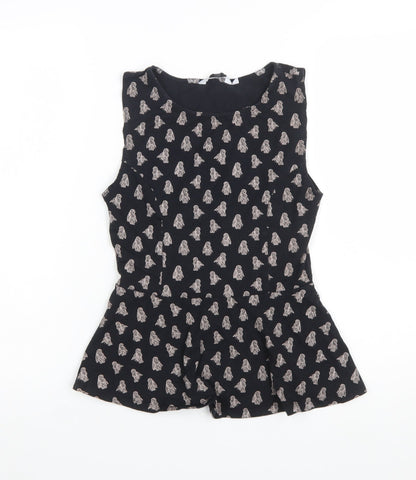 New Look Women's Black Peplum Blouse Size 10 Sleeveless Lightweight Top