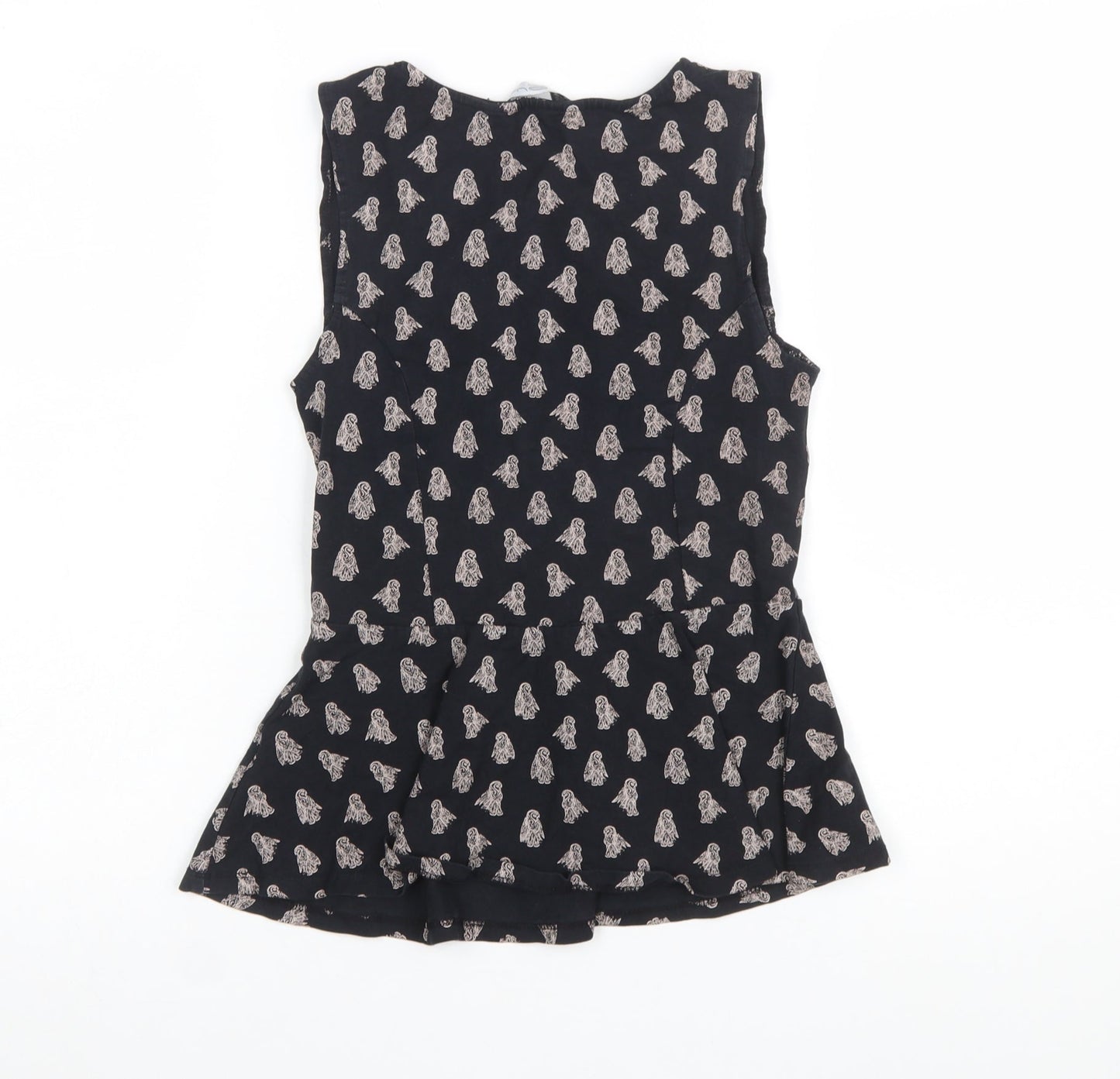 New Look Women's Black Peplum Blouse Size 10 Sleeveless Lightweight Top