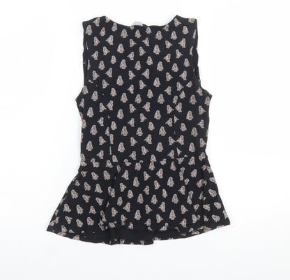 New Look Women's Black Peplum Blouse Size 10 Sleeveless Lightweight Top
