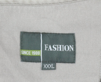 Fashion Men's Beige 3XL Outdoor Multi-Pocket Cotton Waistcoat