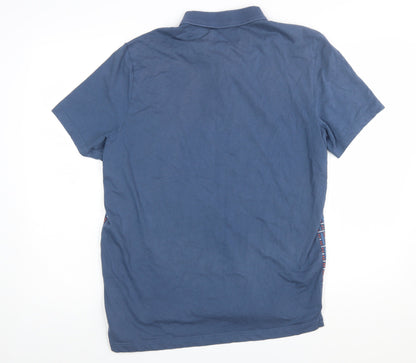 Original Penguin Men's Blue Geometric Cotton Polo Shirt L