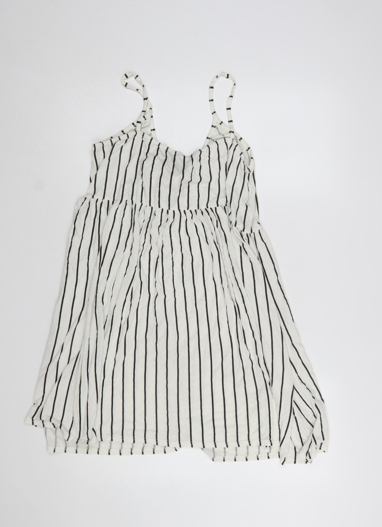 Boohoo Women White Striped Tie Front Sleeveless Slip Dress Size 20