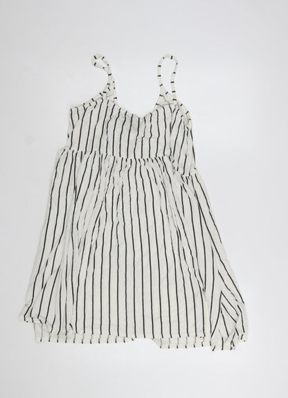 Boohoo Women White Striped Tie Front Sleeveless Slip Dress Size 20