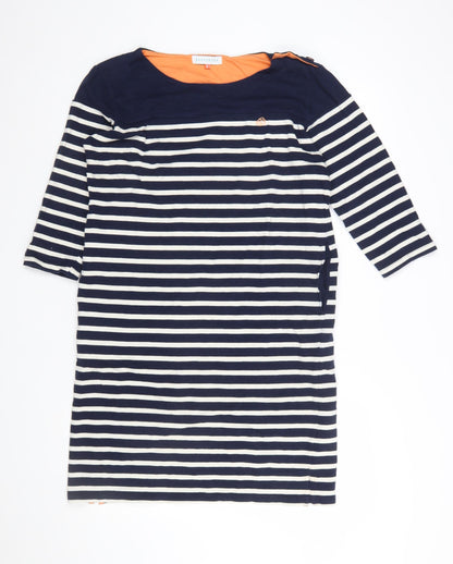 Brakeburn Women Blue Striped Shift Dress Size 12 Cotton Nautical