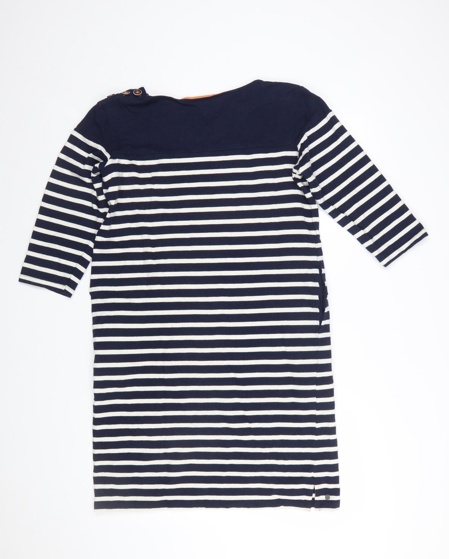 Brakeburn Women Blue Striped Shift Dress Size 12 Cotton Nautical