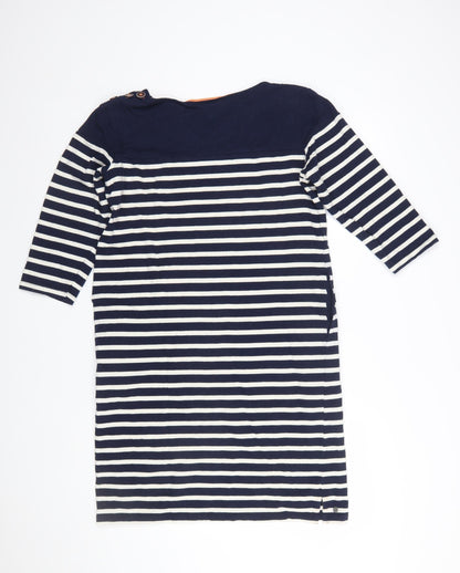 Brakeburn Women Blue Striped Shift Dress Size 12 Cotton Nautical