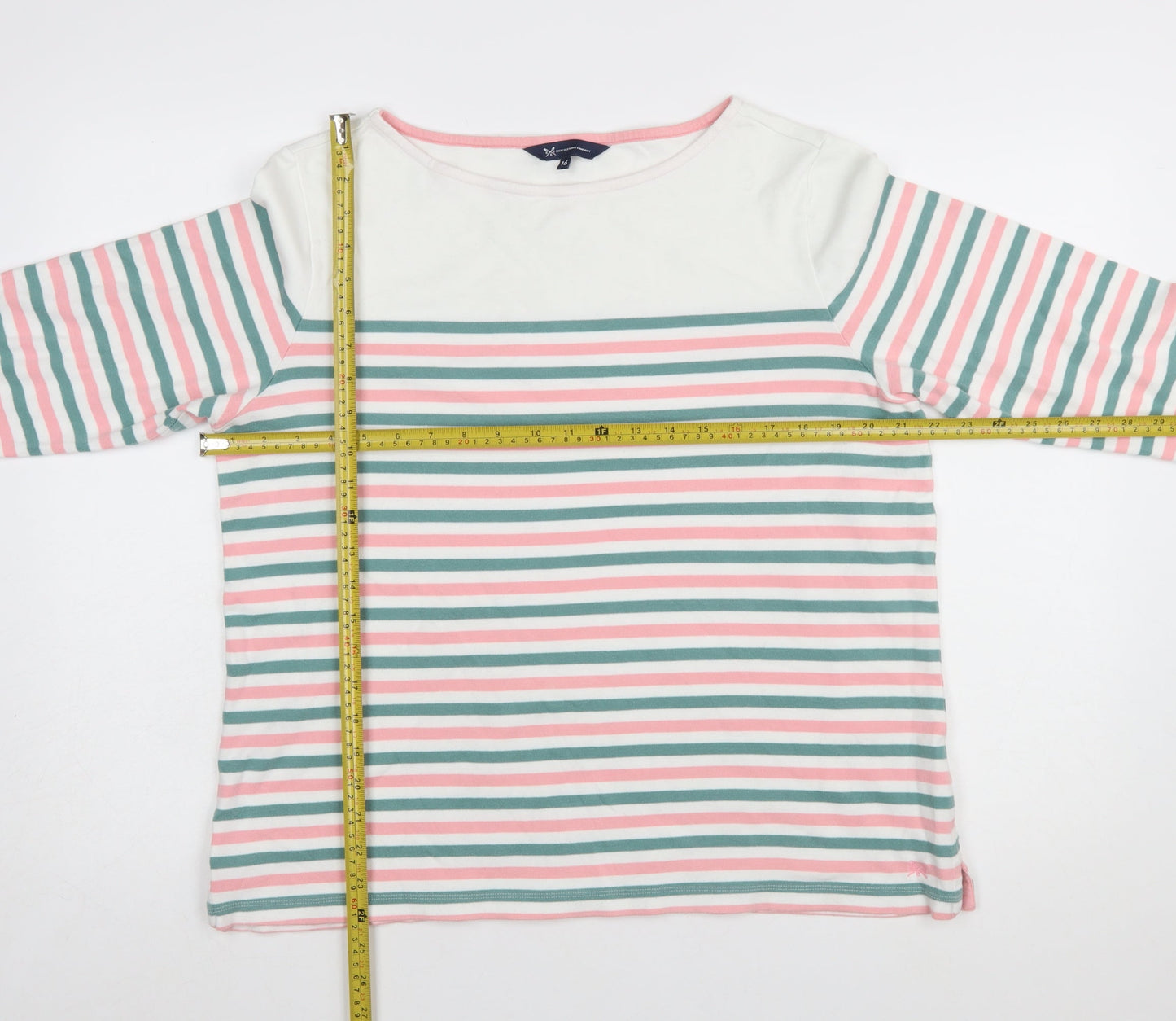 Crew Clothing Company Women’s Multicoloured Striped Cotton Long Sleeve T-Shirt Size 16
