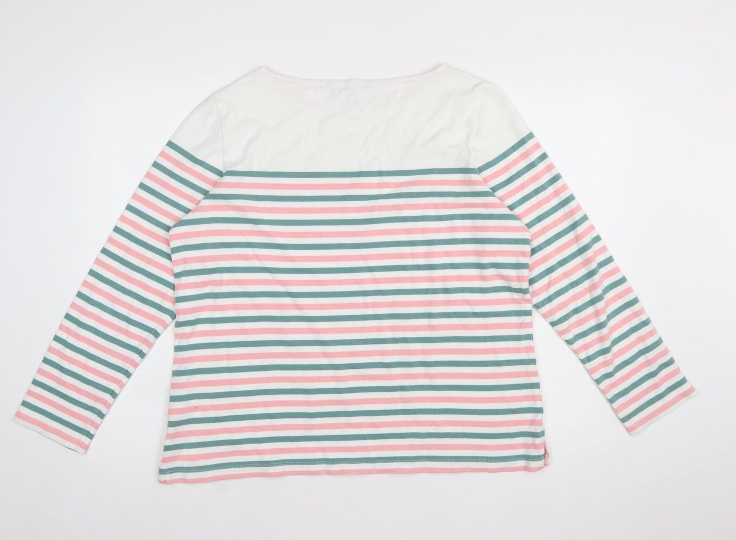 Crew Clothing Company Women’s Multicoloured Striped Cotton Long Sleeve T-Shirt Size 16