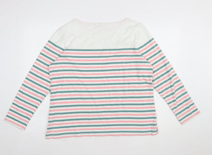 Crew Clothing Company Women’s Multicoloured Striped Cotton Long Sleeve T-Shirt Size 16