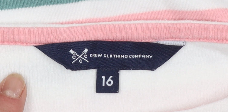 Crew Clothing Company Women’s Multicoloured Striped Cotton Long Sleeve T-Shirt Size 16