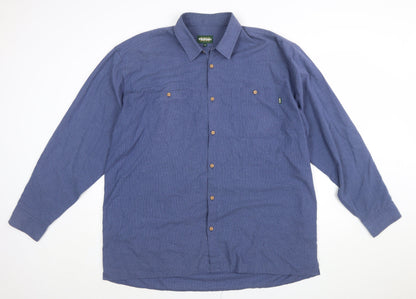 Rohan Men's Blue Cotton Blend Long Sleeve Button-Up Travel Shirt XL