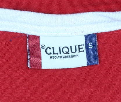 Clique Men's Red FAW Crew Neck Short Sleeve Cotton T-Shirt Size S