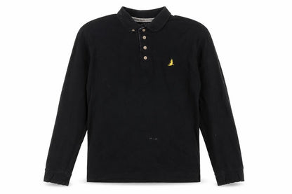 Brave Soul London Men's Black Long Sleeve Cotton Polo L