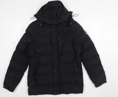 Tokyo Laundry Men's Black Hooded Puffer Jacket S Waterproof Winter Coat