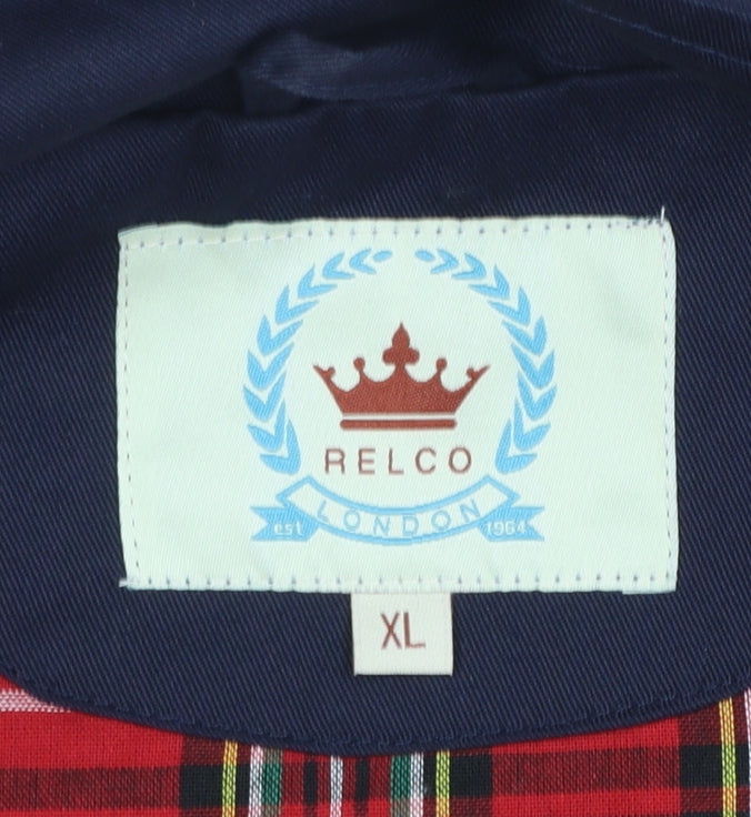 Relco London Men's Blue XL Bomber Jacket Classic Lined Cotton Polyester