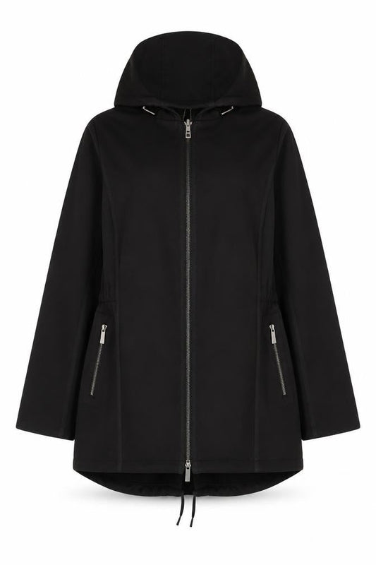 French Connection Women's Black 2XL Hooded Full Zip Parka Jacket