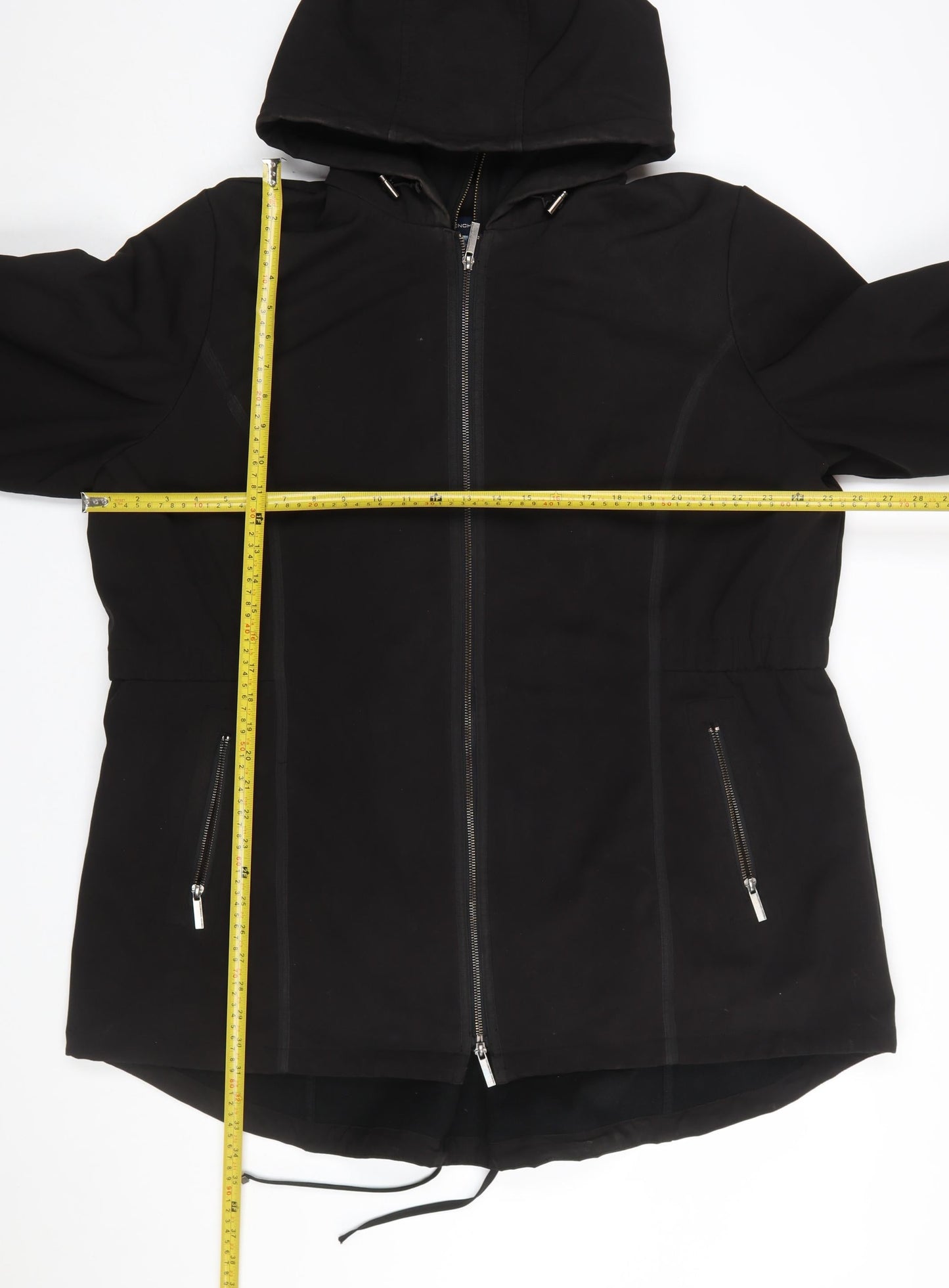 French Connection Women's Black 2XL Hooded Full Zip Parka Jacket