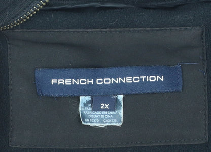French Connection Women's Black 2XL Hooded Full Zip Parka Jacket