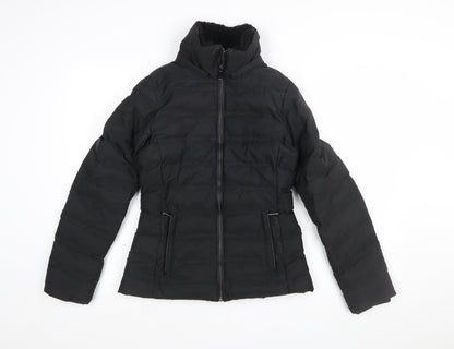 Zara Women Black XS Puffer Jacket Quilted Zip Winter Coat