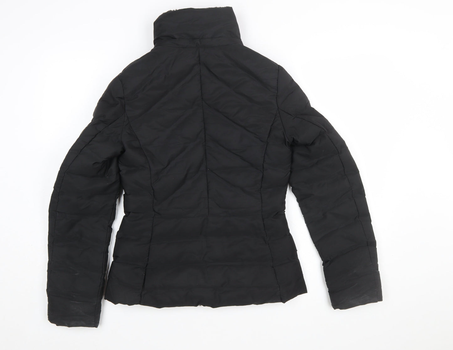 Zara Women Black XS Puffer Jacket Quilted Zip Winter Coat