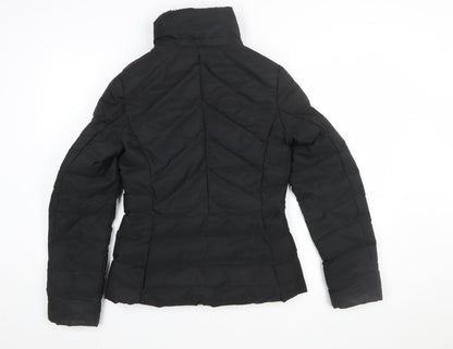 Zara Women Black XS Puffer Jacket Quilted Zip Winter Coat