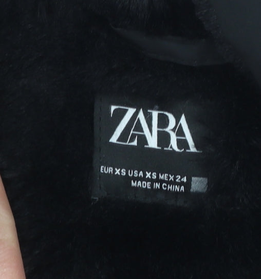 Zara Women Black XS Puffer Jacket Quilted Zip Winter Coat