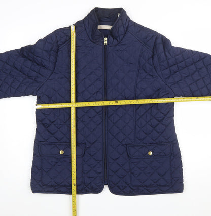 Anthology Women Blue Quilted Mid-Length Jacket Size 16