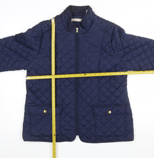 Anthology Women Blue Quilted Mid-Length Jacket Size 16