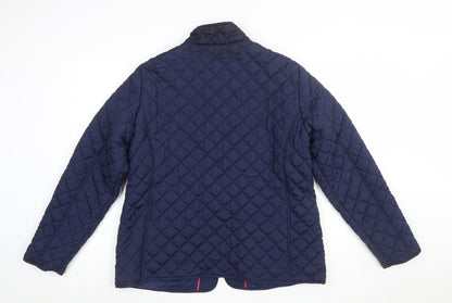 Anthology Women Blue Quilted Mid-Length Jacket Size 16