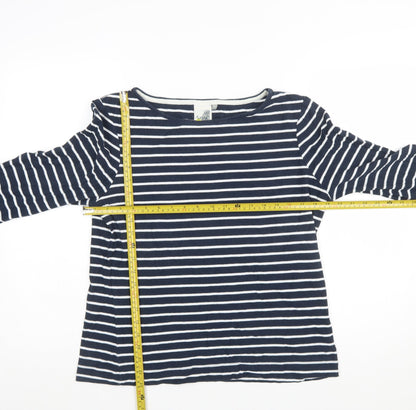Weird Fish Women's Blue Striped Long Sleeve Jersey Top Size 12