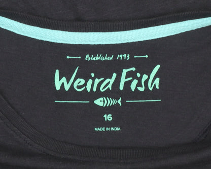 Weird Fish Women's Blue Cotton Short Sleeve T-Shirt Size 16