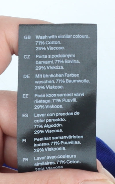 COS Women Blue Basic Long Sleeve Crew Neck T-Shirt Size S