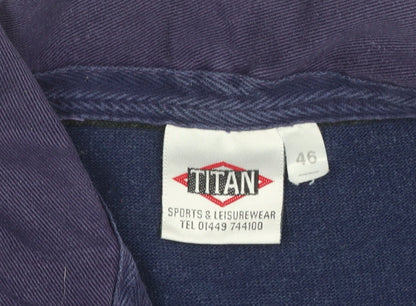 Titan Mens 46 Blue Striped Rugby Polo Shirt M.G.S. Embroidered Sports Top