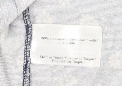 Laura Ashley Women Blue Floral Cotton Short Sleeve Shift Dress Size 10