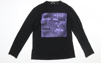 ONLY & SONS Men’s Black Skull Graphic Long Sleeve T-Shirt M