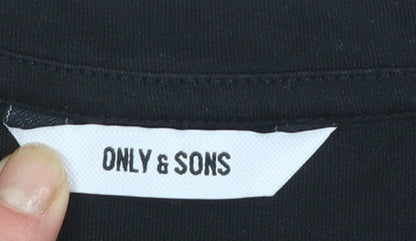 ONLY & SONS Men’s Black Skull Graphic Long Sleeve T-Shirt M