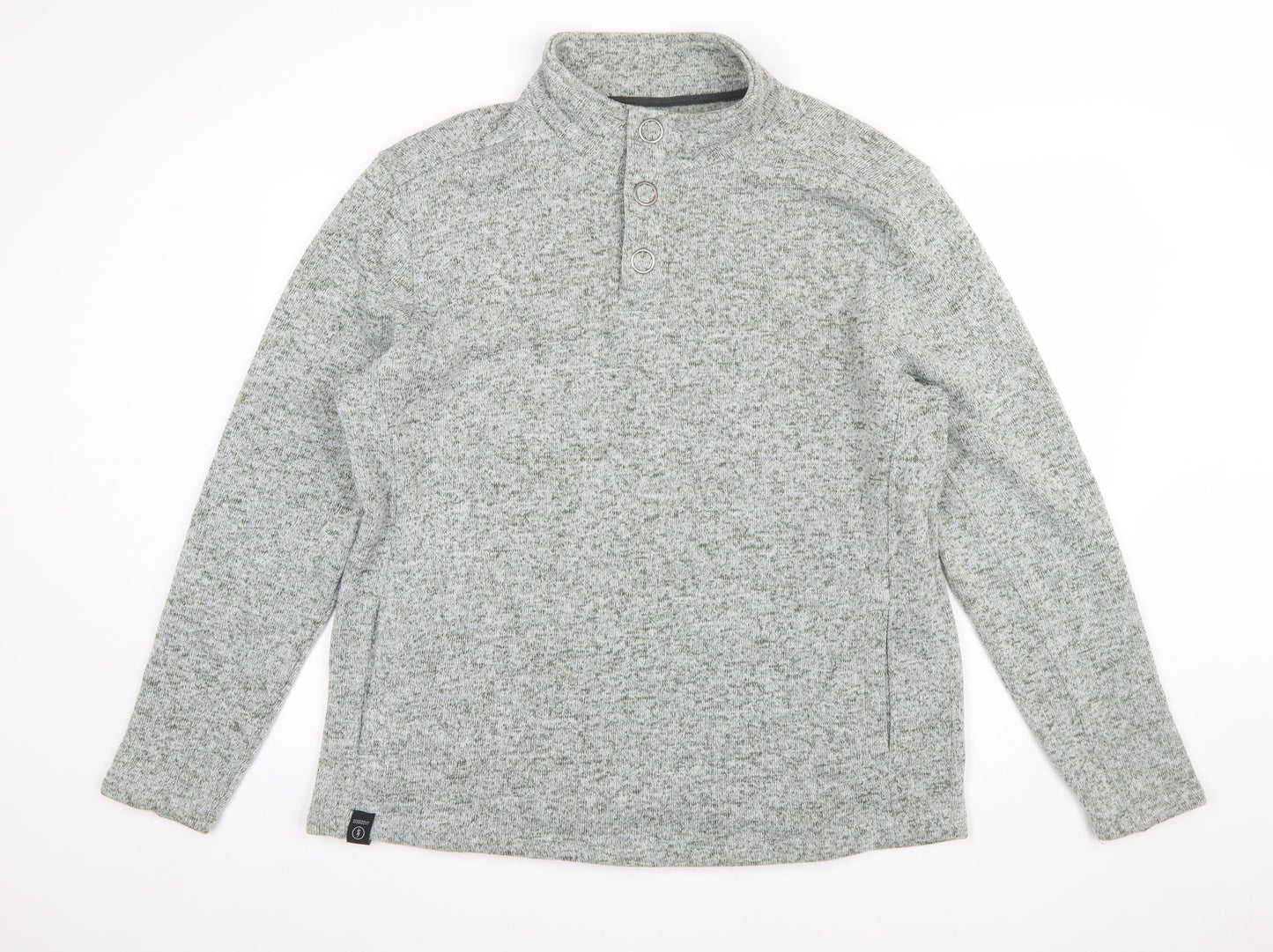 DNM Dissident Men's Grey Button Henley Fleece Sweatshirt XL
